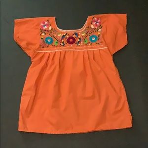 Orange Mexican embroidered blouse